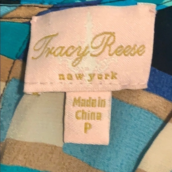 Tracy Reese Silk Geometric Low Back Blouse Blue XS - Picture 11 of 12